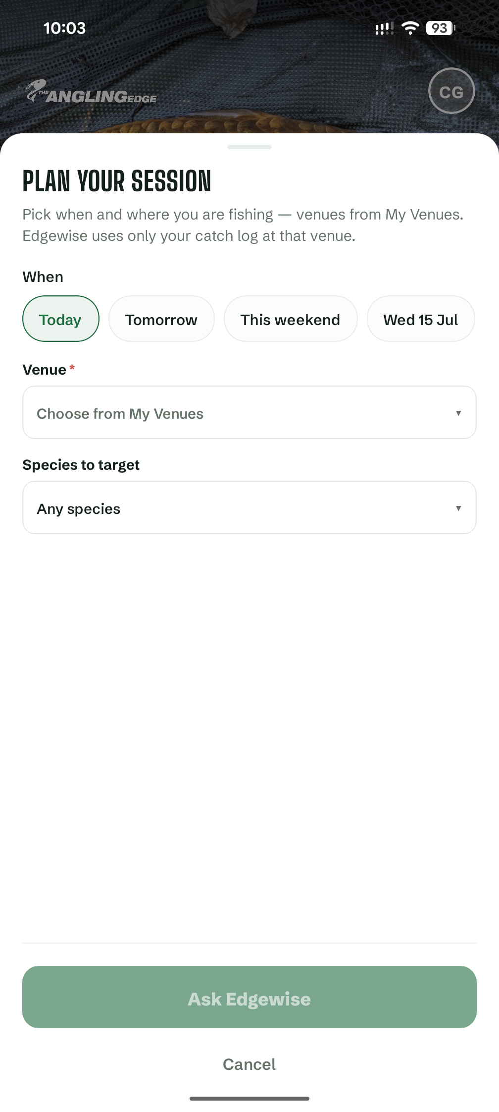 Venues screen